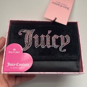 Juicy Couture Black Wallet with Rhinestone Logo